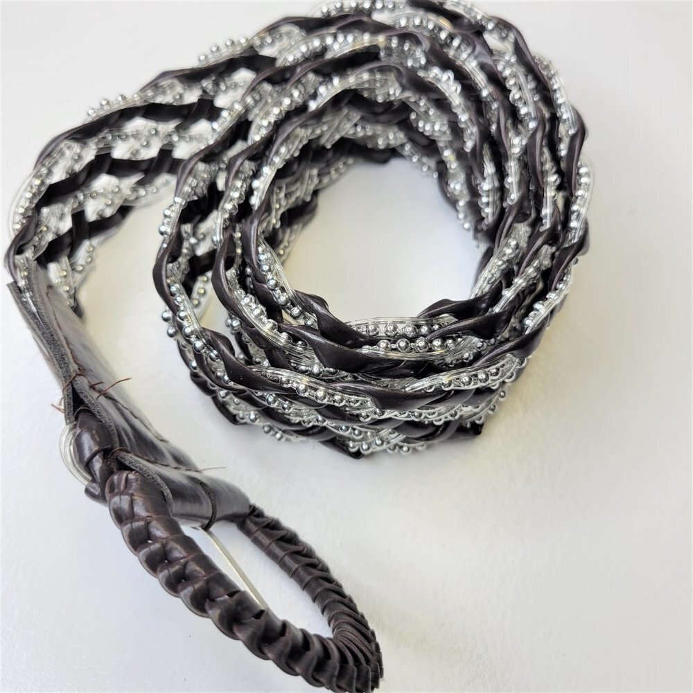 MENS Dark Brown Braided Bead Fashion Belt